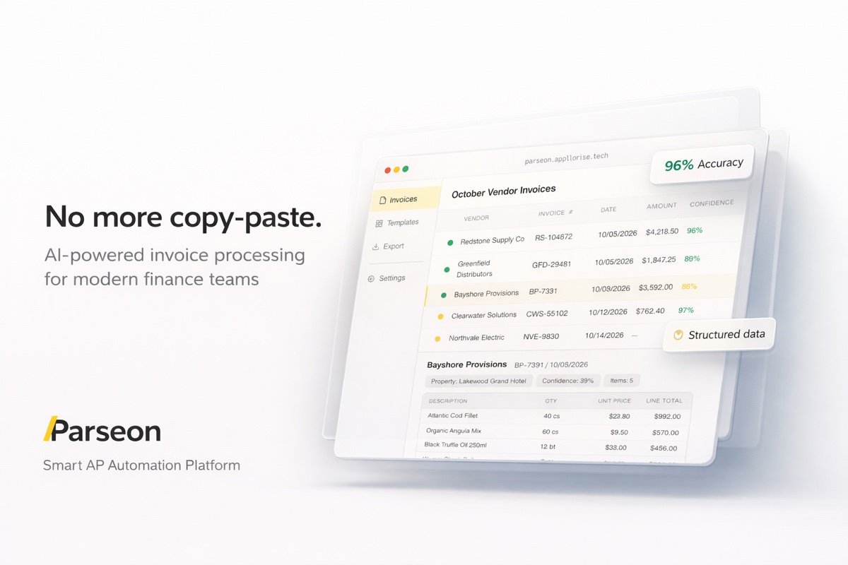 Parseon — AI-powered invoice processing platform interface